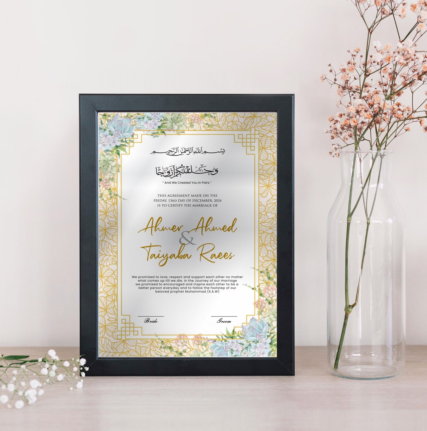 Our Nikkah Certificate | Nikkah certificate: A Memory Frame for Your Nikah + Digital Nikah Certificate | An Islamic Wedding) 106
